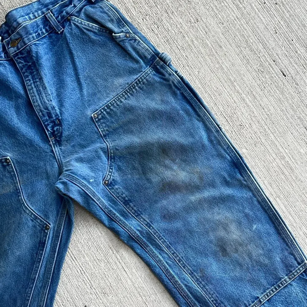 Carhartt denim blue jean double knee work wear carpenter pants